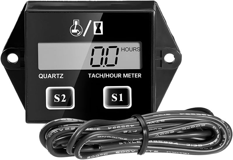 BWBWND Small Engine Tachometer, Waterproof Inductive Hour Meter for 2 Stroke 4 Stroke Small Engine, Digital Display RPM Tach Gauge for Chainsaw Marine ATV Motorcycle UTV Generator - Image 1